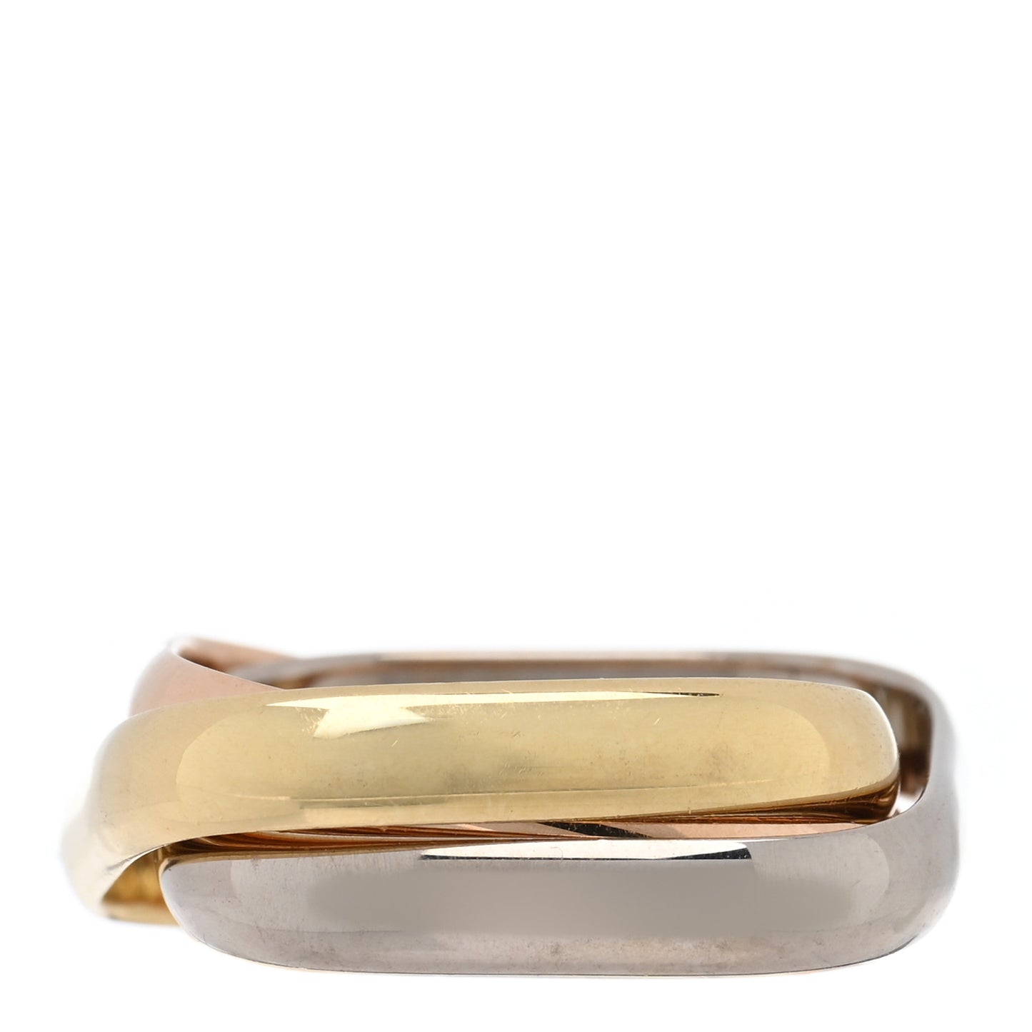 18K Pink Yellow White Gold Medium Trinity Cushion Ring 55 7.25