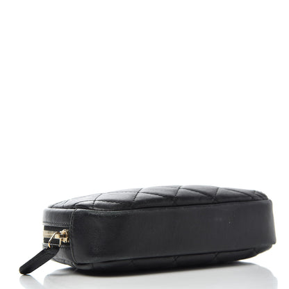 Chanel Lambskin Quilted Small Curvy Pouch Cosmetic Case Black 4 of 7