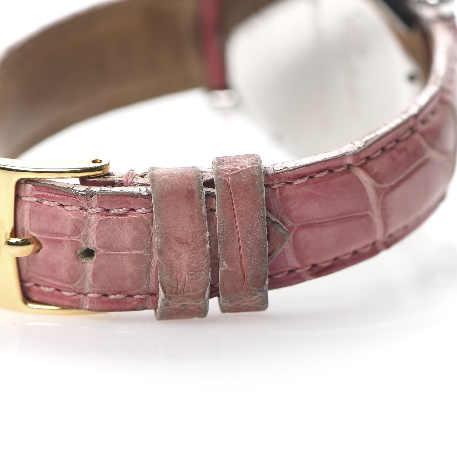 Chopard Stainless Steel 18K Yellow Gold Alligator Diamond Pink Mother of Pearl 33mm Happy Sport Moon Star Quartz Watch 6 of 9