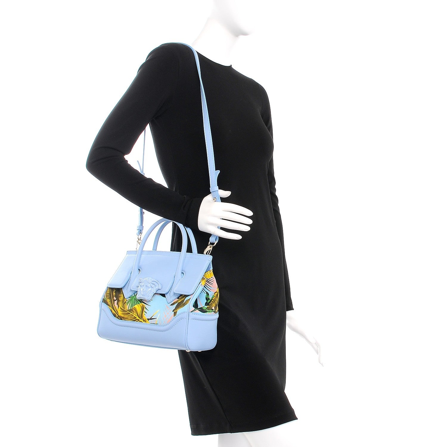 Versace Calfskin Canvas Medium Palazzo Empire Bag Desert Palm 2 of 10