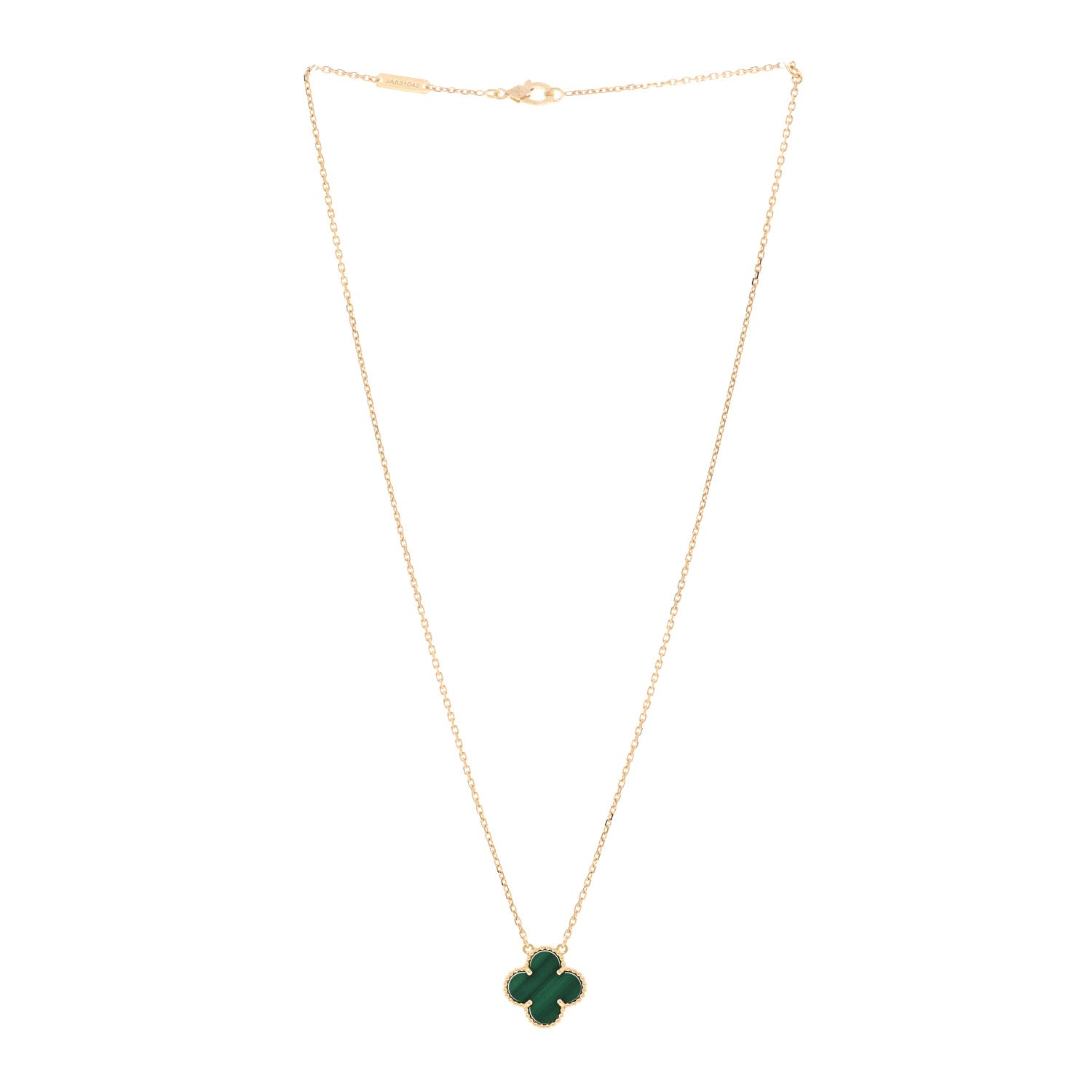 Van Cleef & Arpels 18K Yellow Gold Malachite Vintage Alhambra Pendant Necklace 3 of 5