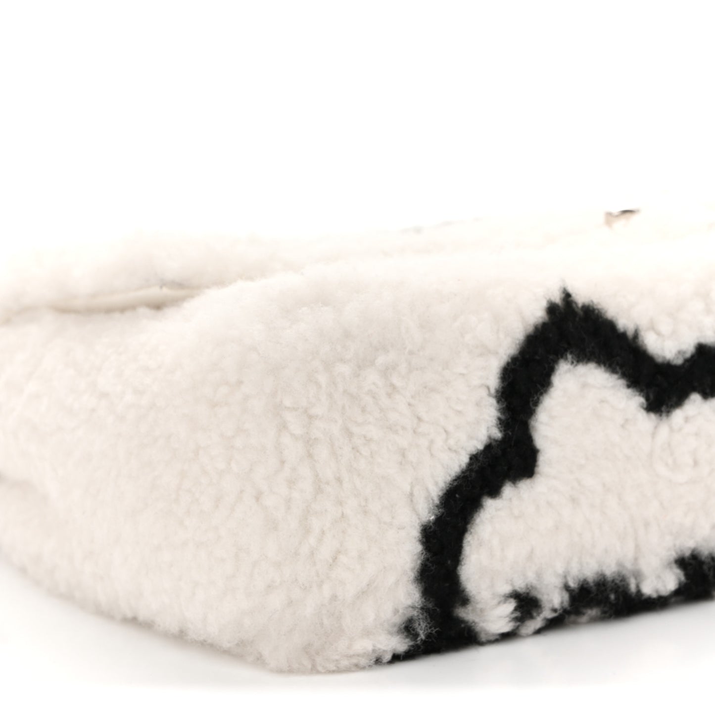 Wool Shearling Medium Single Flap Ecru Black