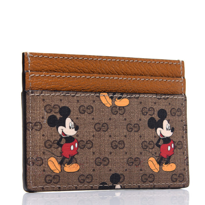 Gucci X DISNEY Mini Vintage GG Supreme Monogram Mickey Mouse Card Holder Beige Vintage Sun Oil 3 of 8