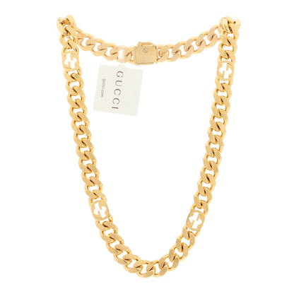 Gucci Interlocking G Script Choker Necklace Gold 2 of 5