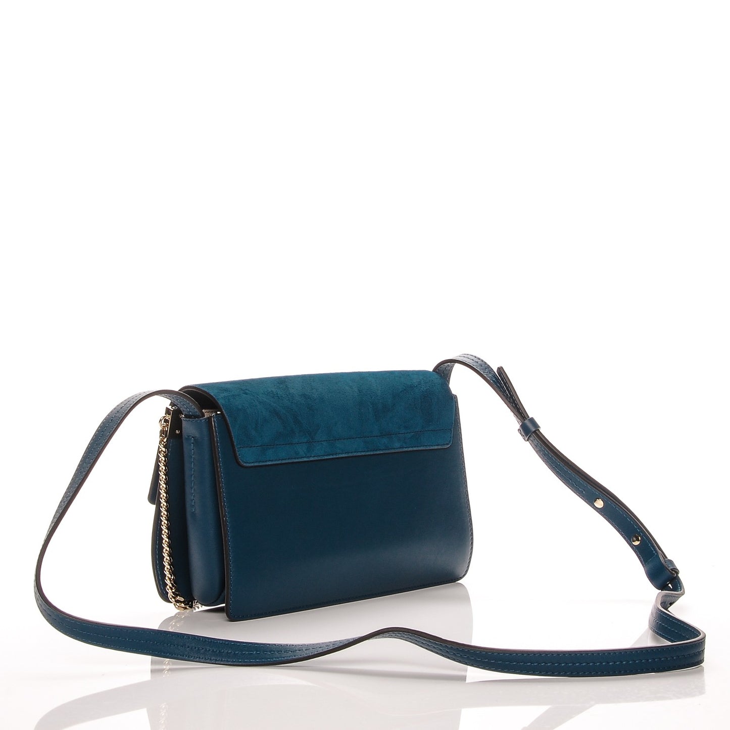 Suede Calfskin Small Faye Shoulder Bag Majolica Blue