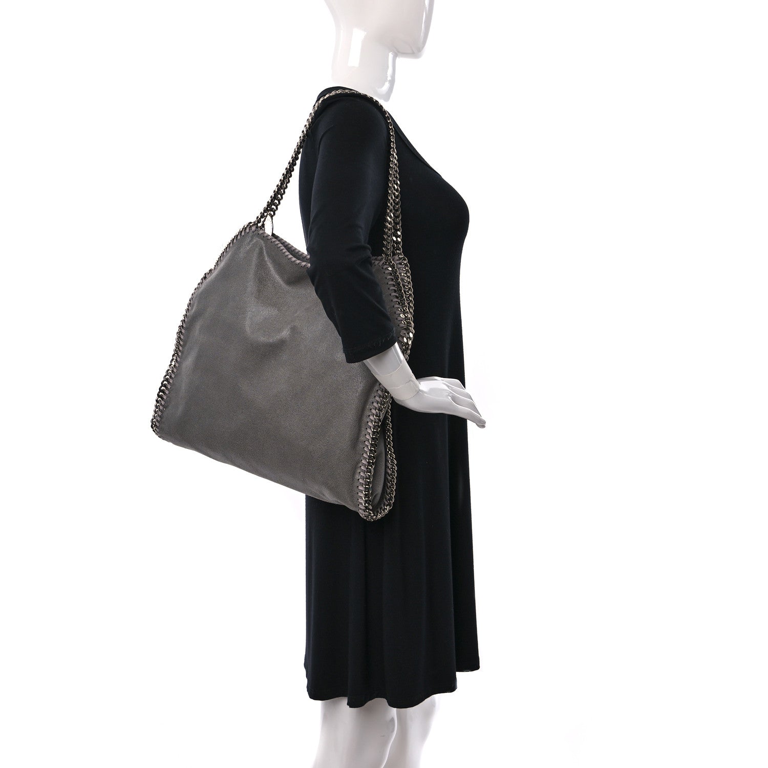 Stella McCartney STELLA MCCARTNEY Shaggy Deer Mini Falabella Fold Over Tote Light Grey 2 of 8