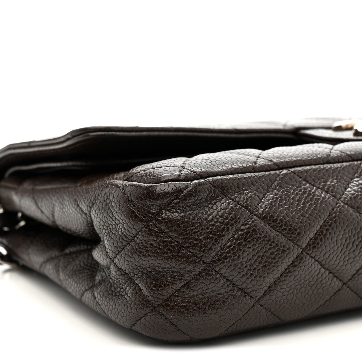 Caviar Quilted Medium Double Flap Brown