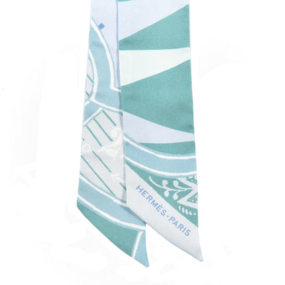 Hermes Silk Jeu de Soie Uniforme Twilly Aqua Celadon Ciel 2 of 3