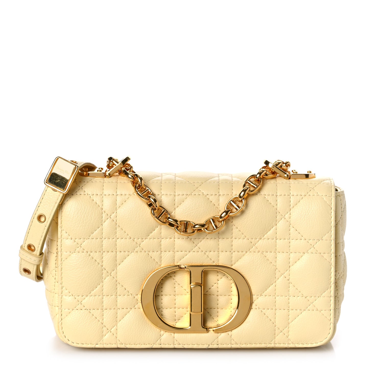 Calfskin Cannage Small Caro Bag Pale Yellow