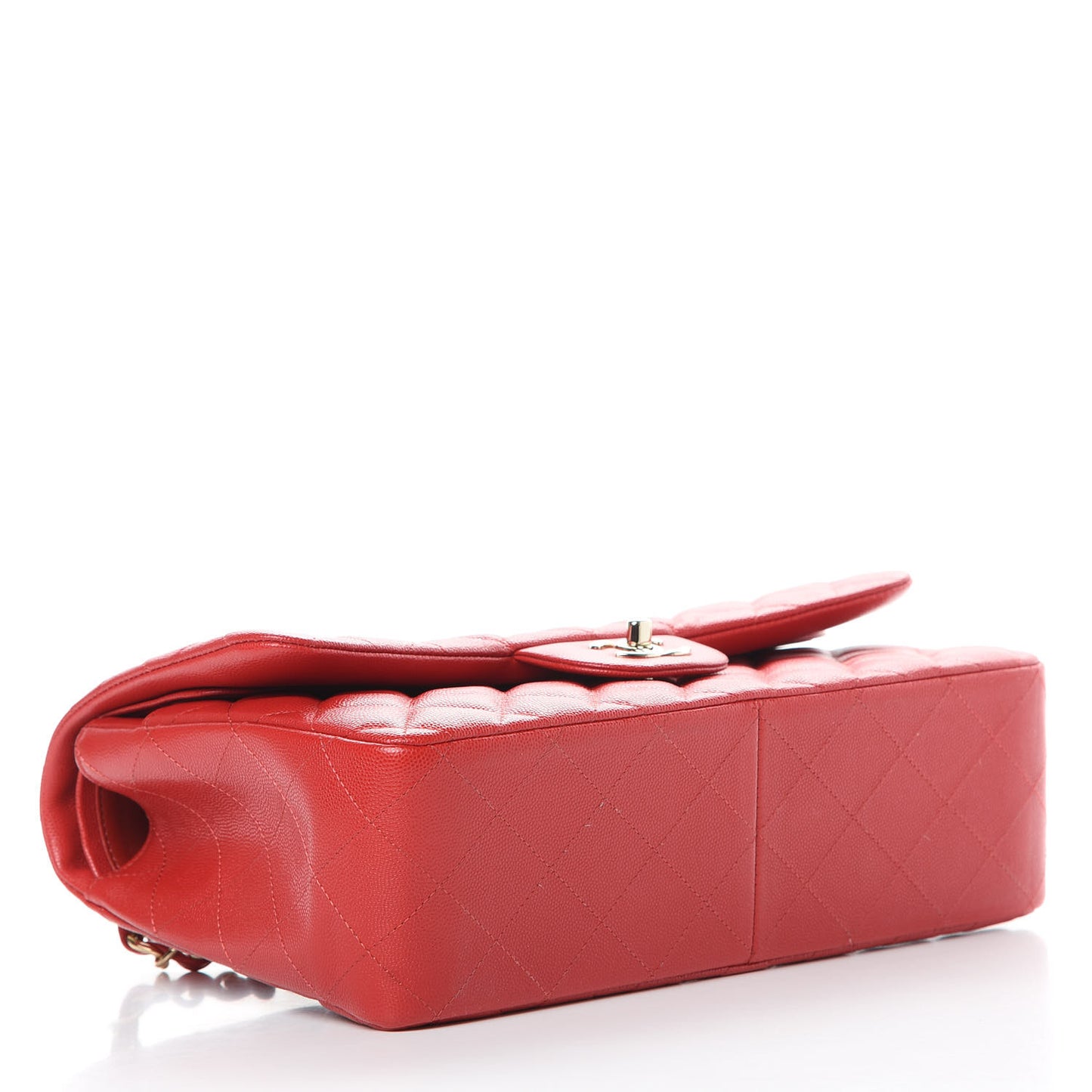Caviar Quilted Jumbo Double Flap Red