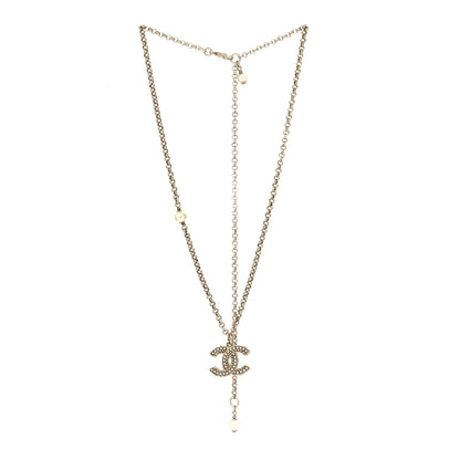Chanel Pearl CC Pendant Necklace Golden Pearly White 3 of 5