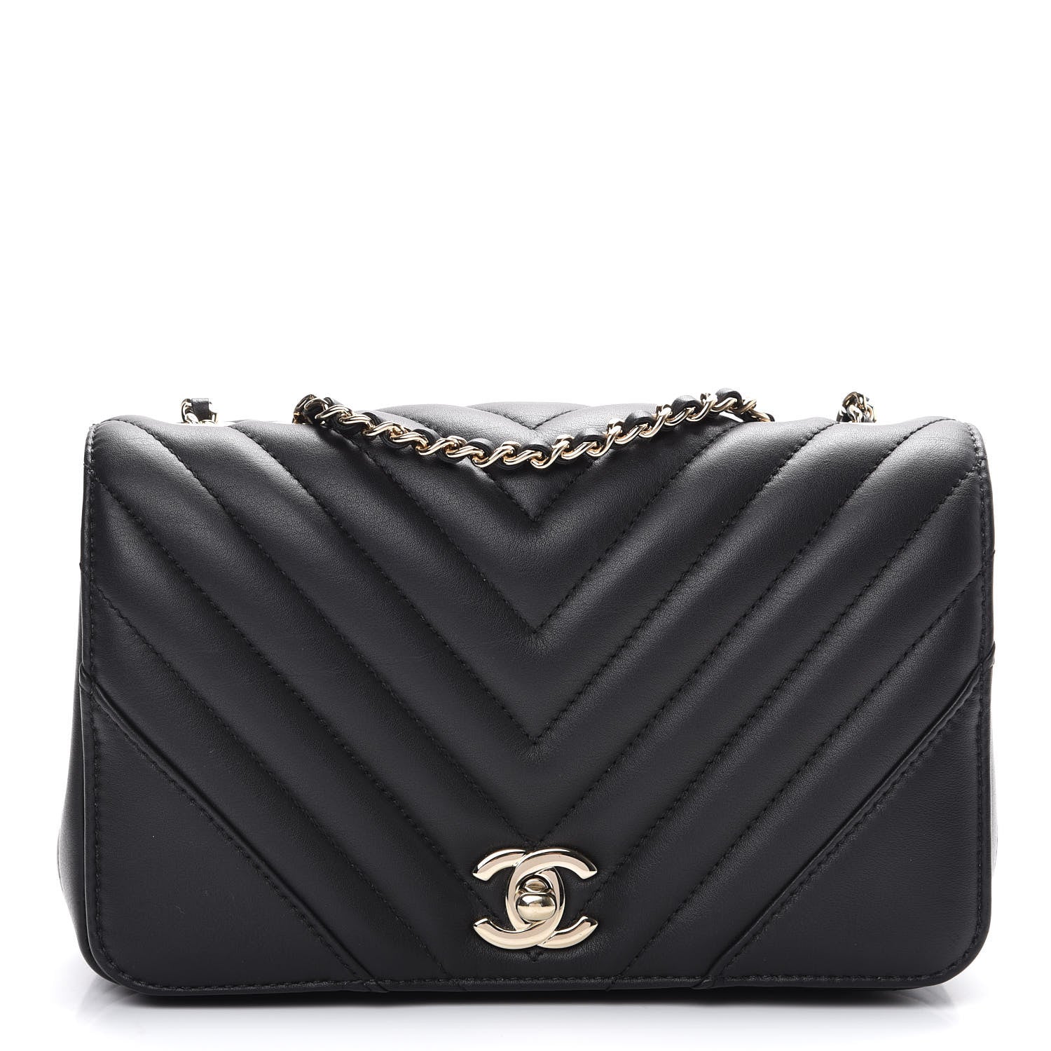 Chanel Calfskin Chevron Quilted Mini Statement Flap Black 1 of 11