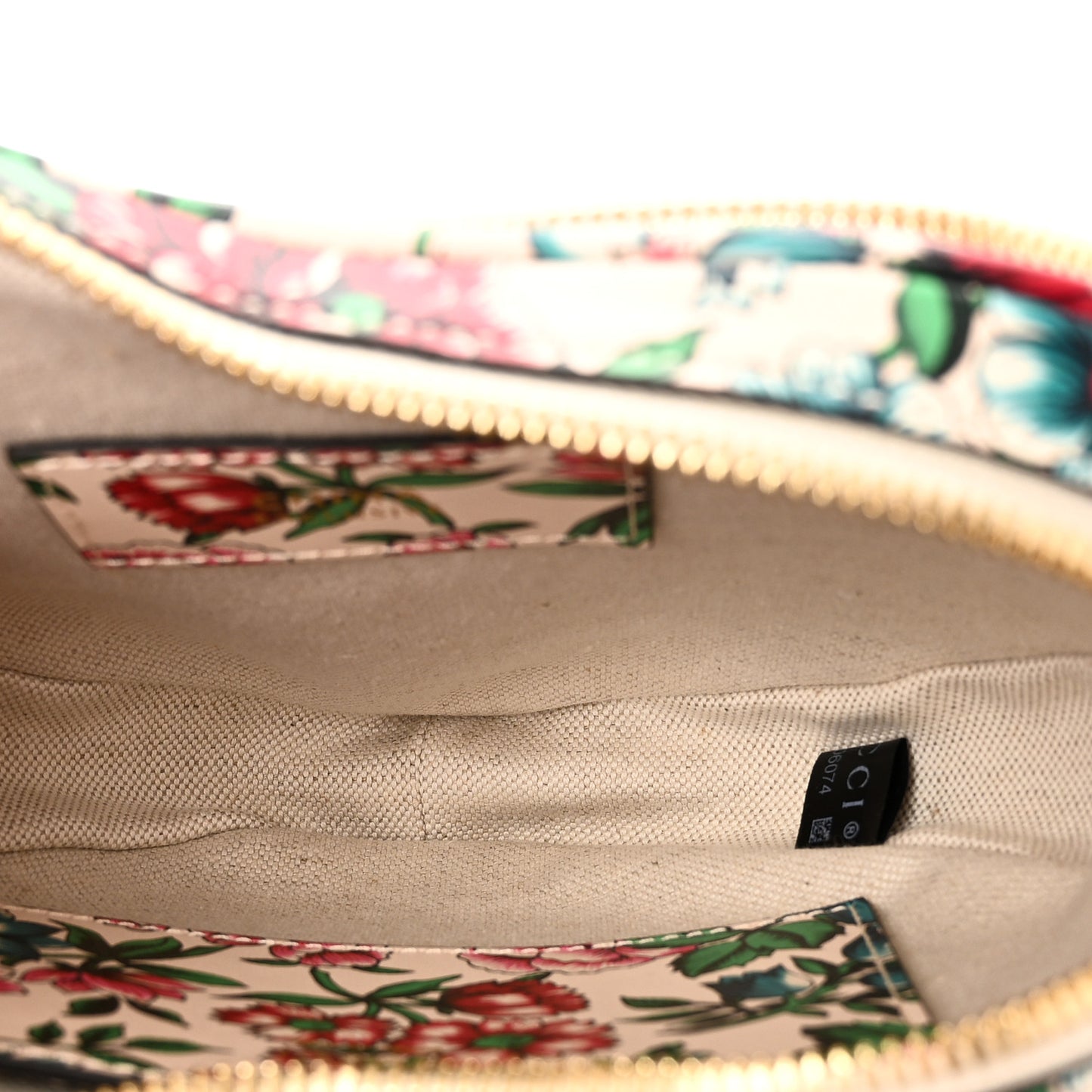 Calfskin Matelasse Diagonal Brit Roses Print Mini Interlocking G Heart Shoulder Bag  White Multicolor