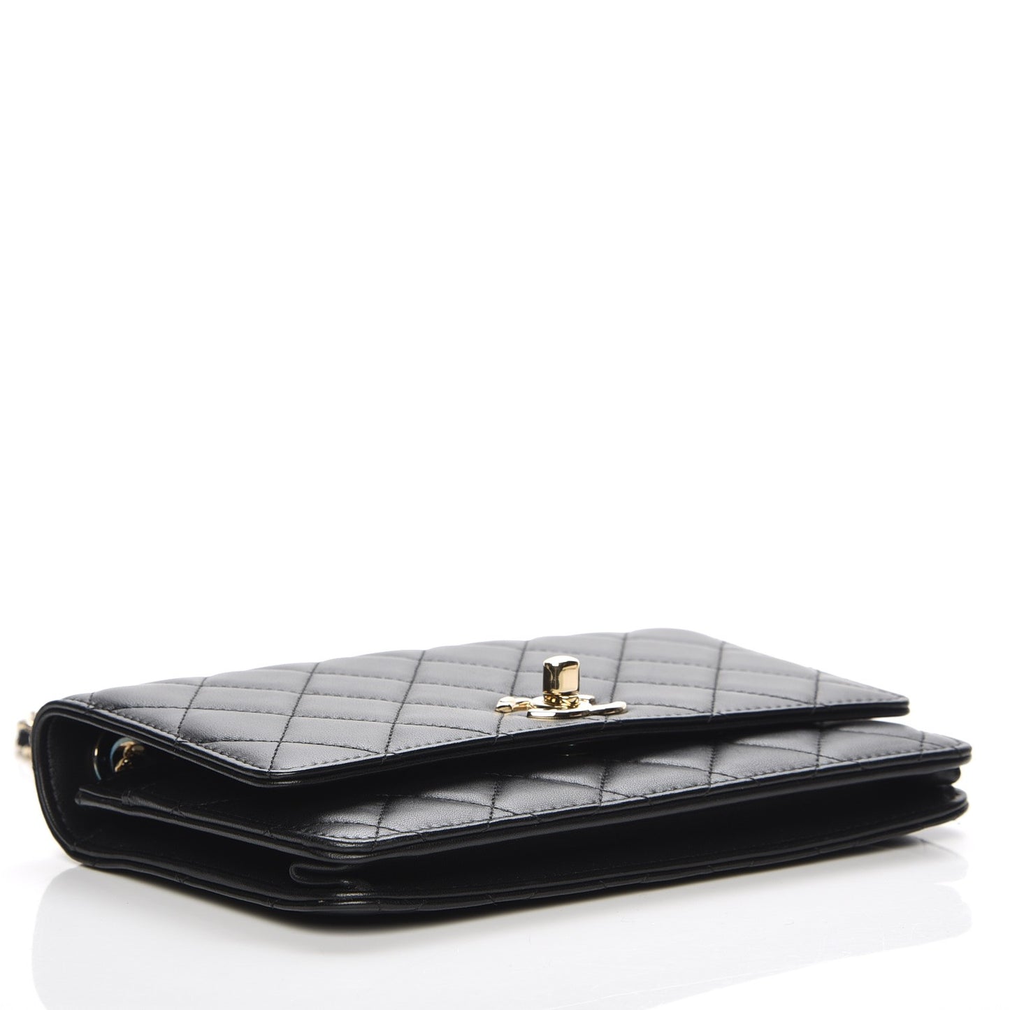 Lambskin Quilted Trendy CC Wallet On Chain WOC Black
