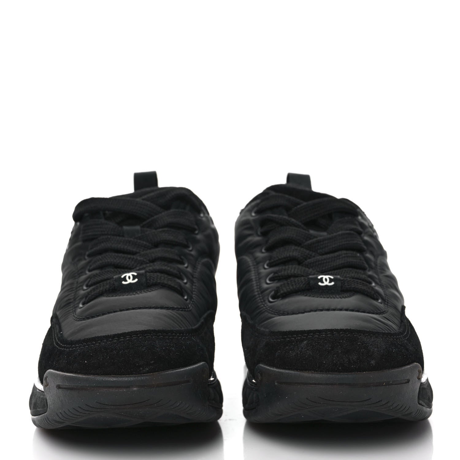 Chanel Nylon Suede Calfskin CC Sneakers 37 Black 2 of 9