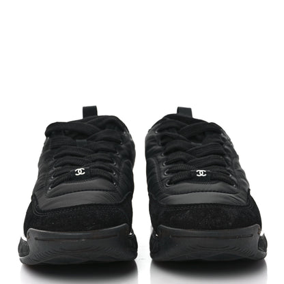 Chanel Nylon Suede Calfskin CC Sneakers 37 Black 2 of 9