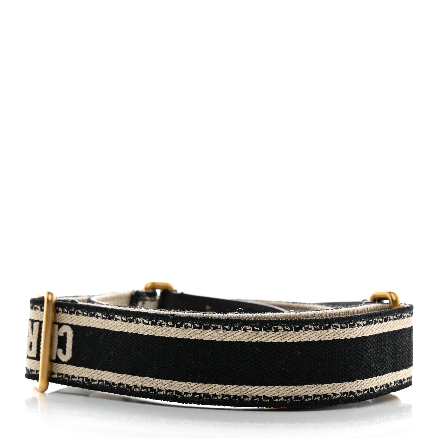 Christian Dior Canvas Embroidered Shoulder Strap Black 2 of 4