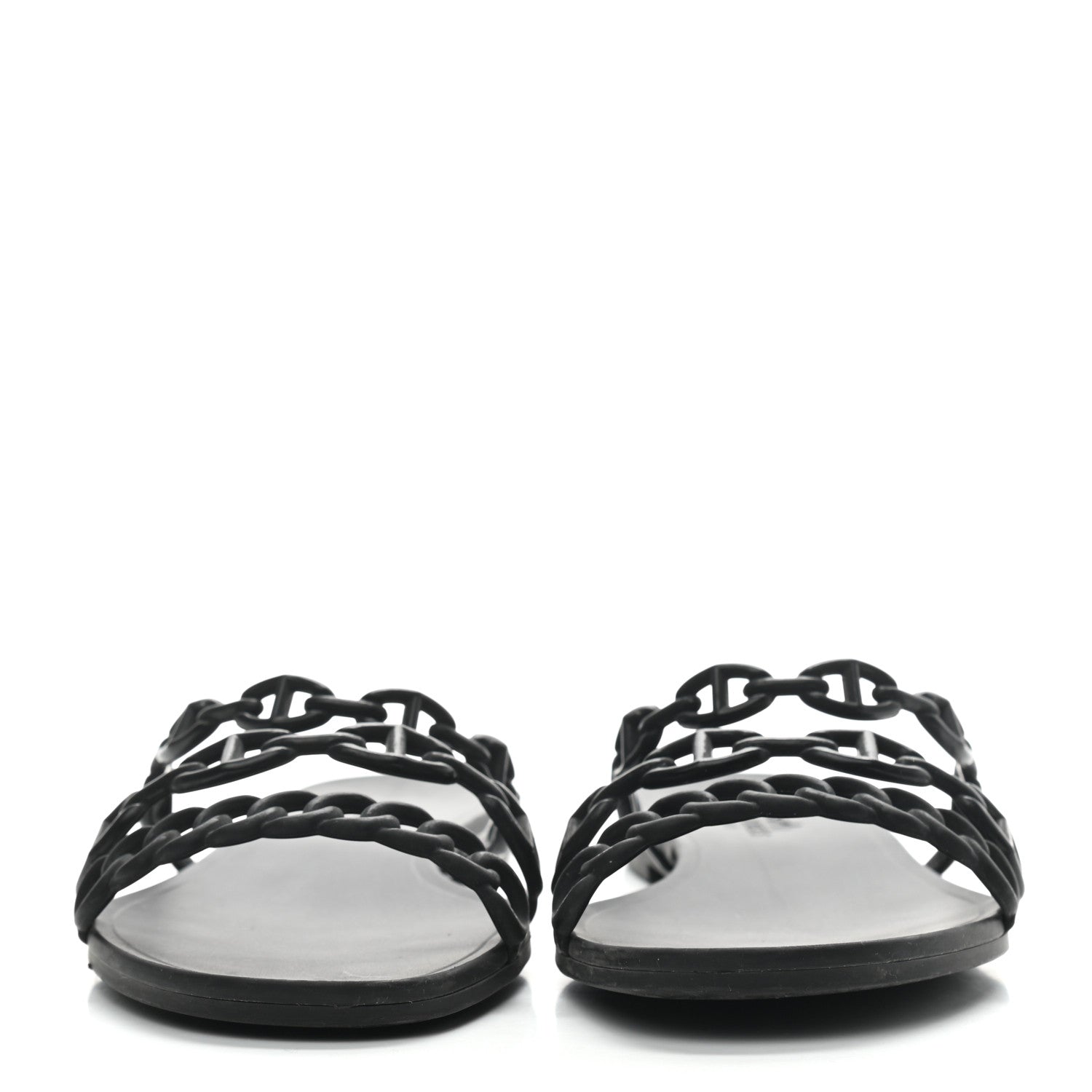 Hermes Rubber Chaine d'Ancre Rivage Sandals 38 Black 2 of 7