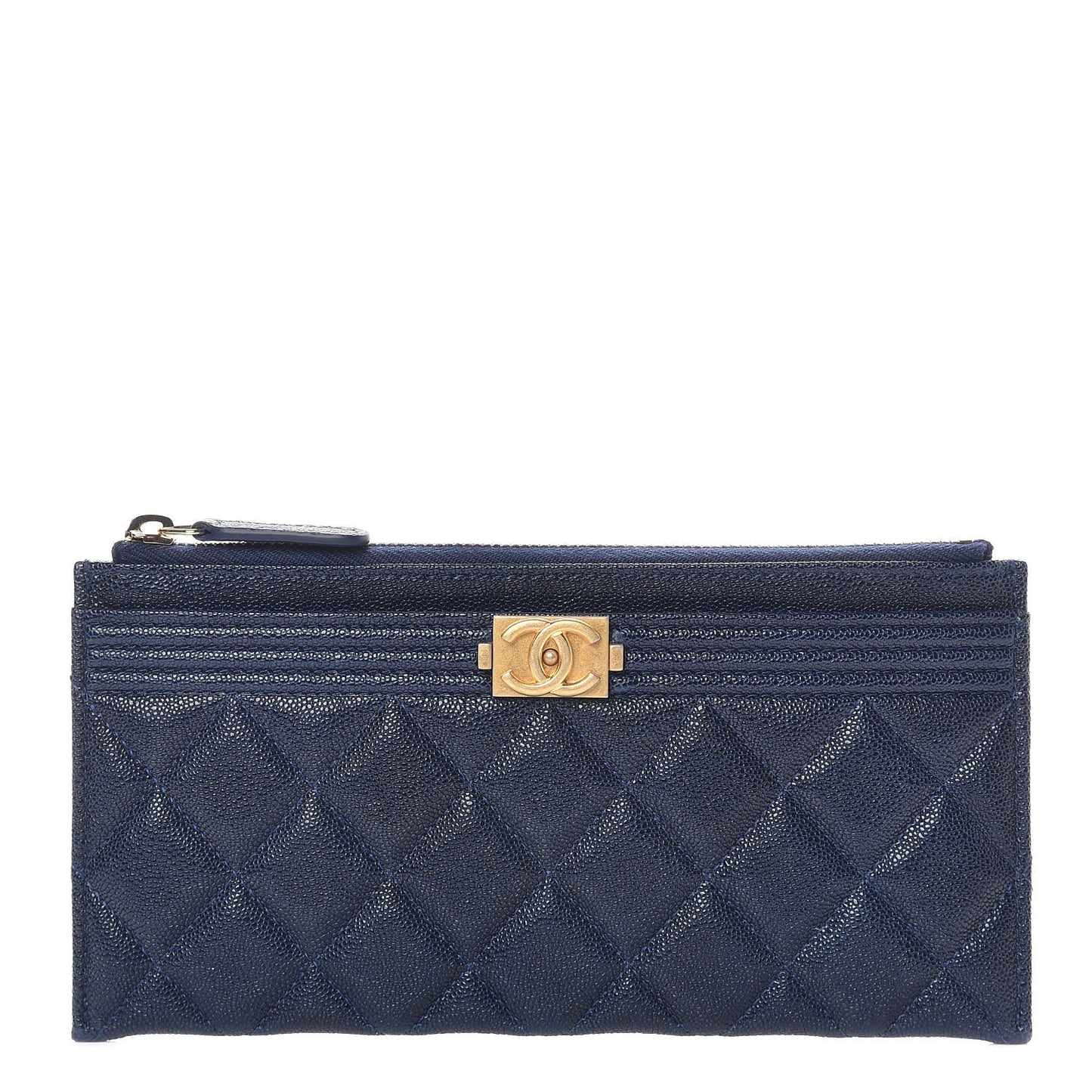 Caviar Quilted Classic Zip Boy Pouch Navy