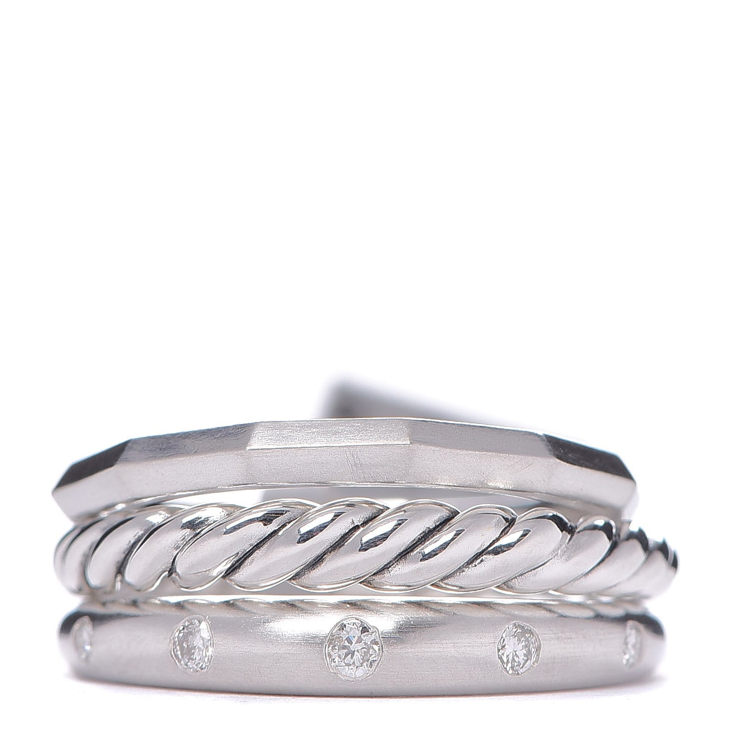 David Yurman Sterling Silver Diamond 9mm Stax Narrow Ring 54 7 1 of 4