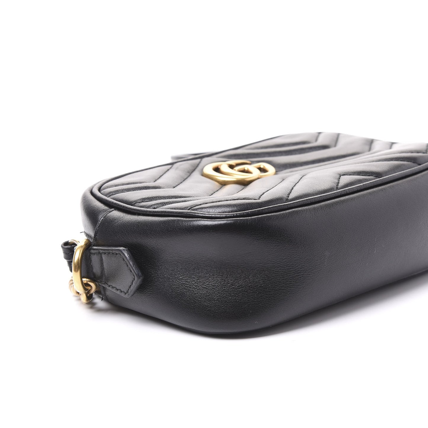 Calfskin Matelasse Mini GG Marmont Chain Shoulder Bag Black