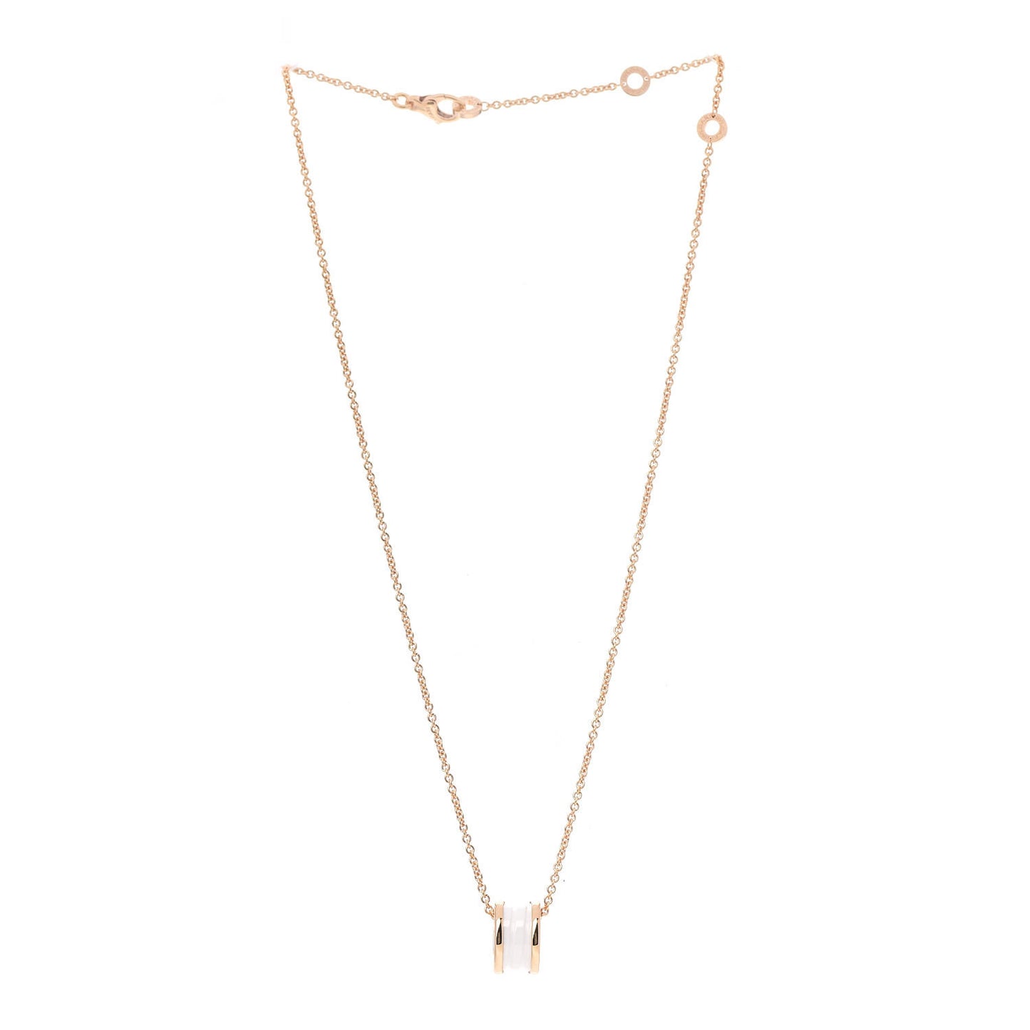 18K Rose Gold White Ceramic B.Zero1 Pendant Necklace