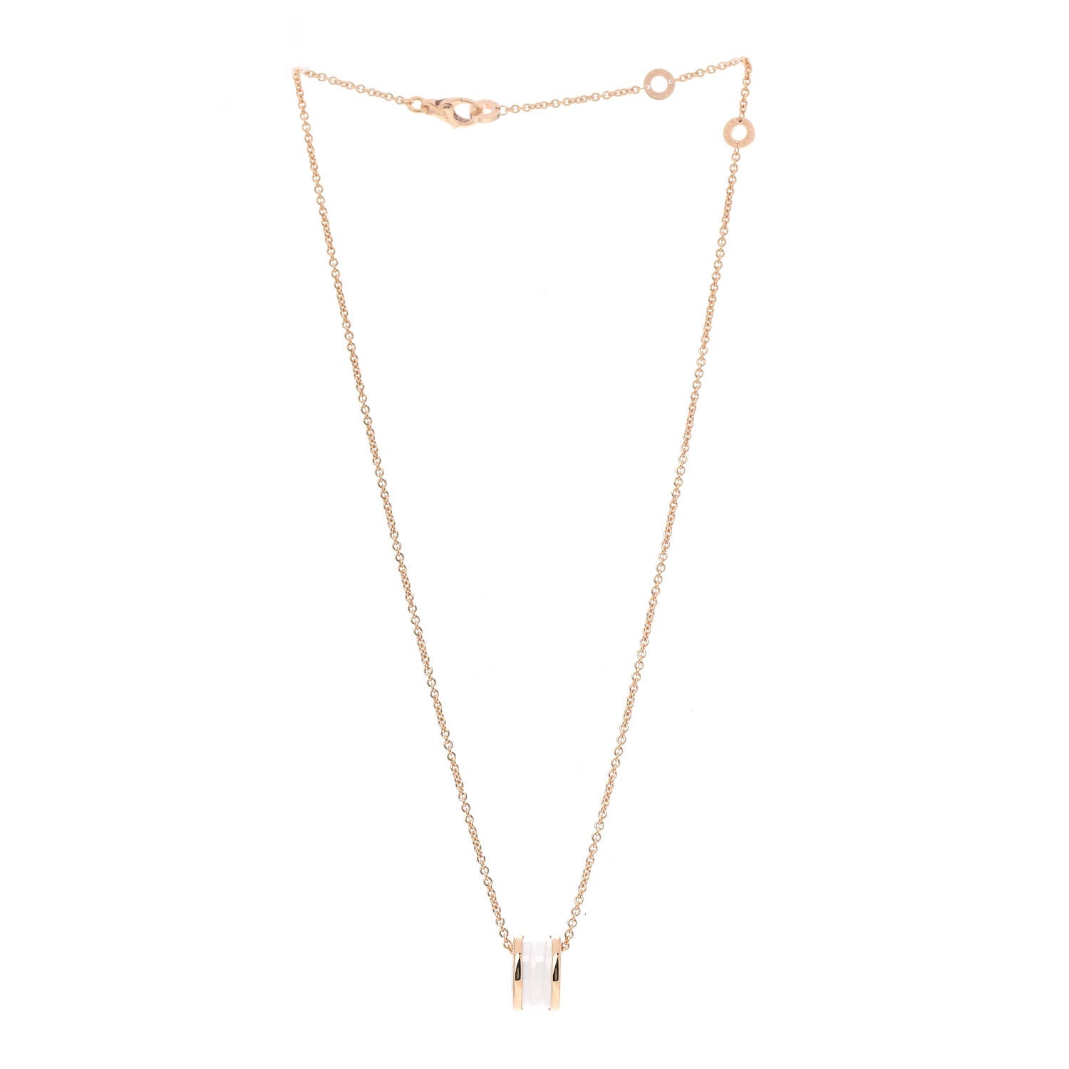 Bulgari 18K Rose Gold White Ceramic B.Zero1 Pendant Necklace 3 of 8
