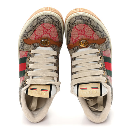 Gucci GG Supreme Monogram Harness Calfskin Web Womens Screener Sneakers 35 Beige Ebony Rosso Harness Brown 2 of 9
