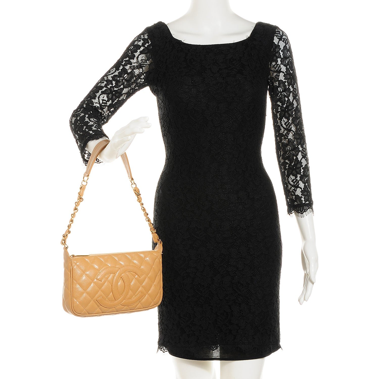 Chanel Caviar Quilted Shoulder Bag Beige 2 of 8