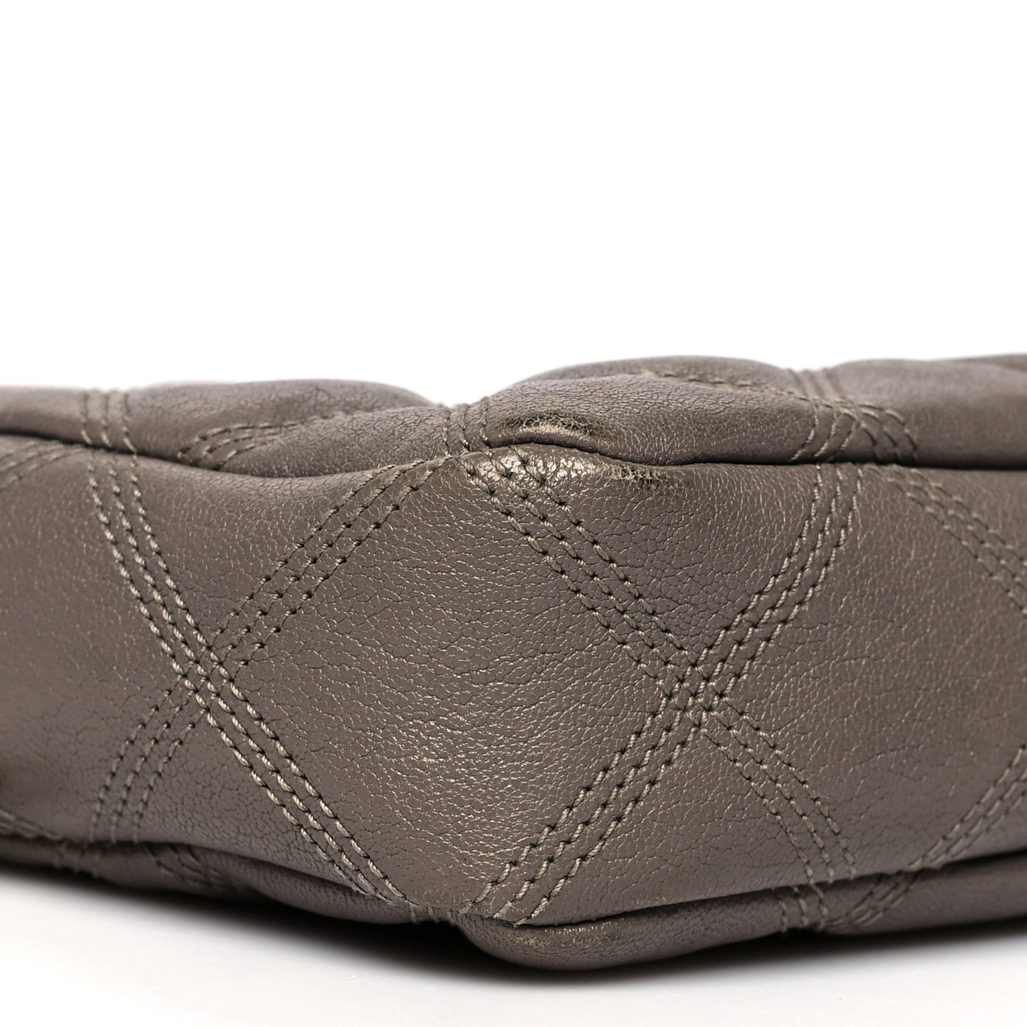 Grained Lambskin Quilted Mini Becky Double Zip Bag Taupe