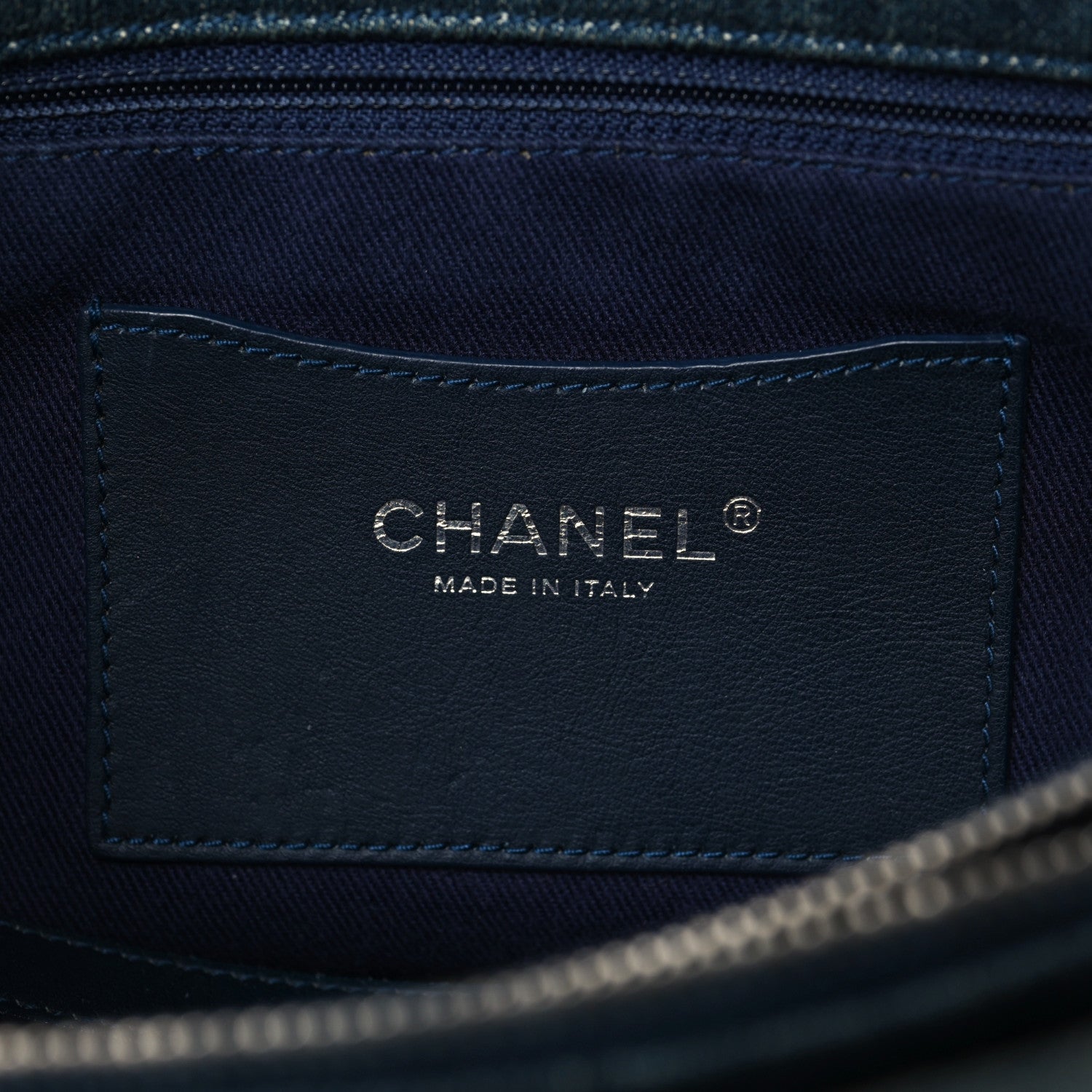 Chanel Denim Camellia Embroidered Shopping Tote Blue 6 of 7
