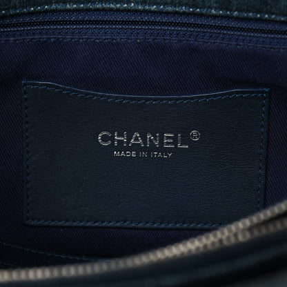 Chanel Denim Camellia Embroidered Shopping Tote Blue 6 of 7