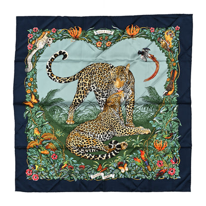 Hermes Silk Jungle Love Scarf 90 Marine Vert Orange 1 of 3
