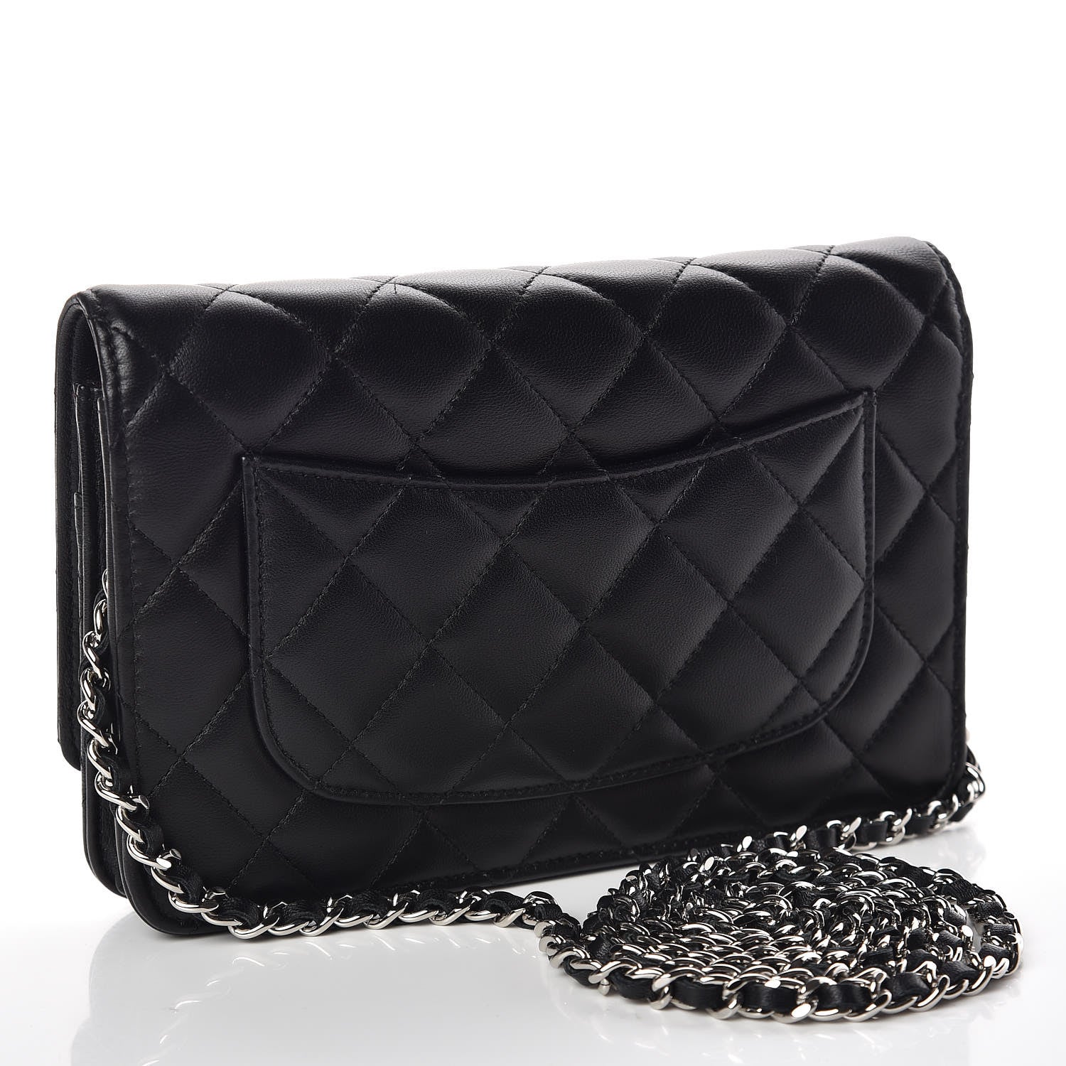 Chanel Lambskin Quilted Wallet On Chain WOC Black 3 of 12