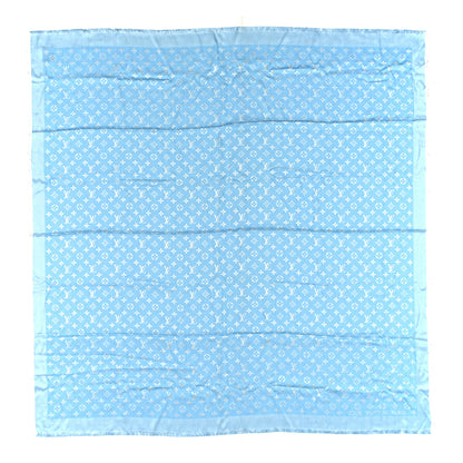 Louis Vuitton Silk Wool Monogram Denim T-Shirting Shawl Light Blue 1 of 3