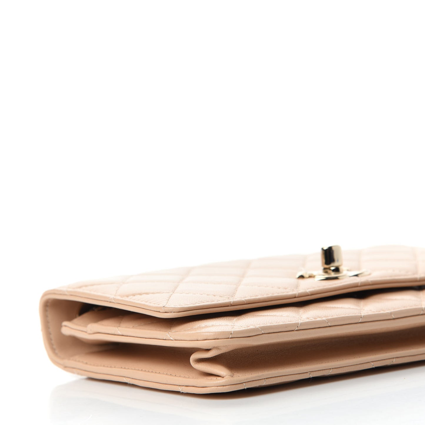 Lambskin Quilted Trendy CC Wallet On Chain WOC Beige