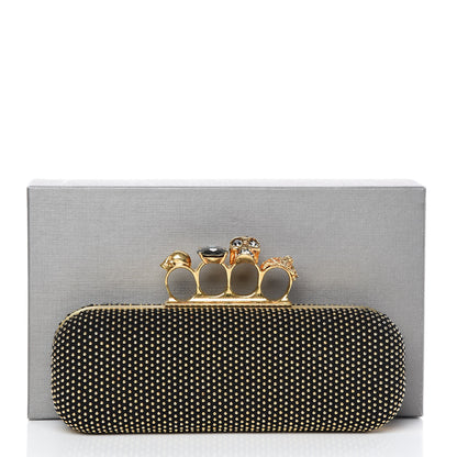 Alexander McQueen Suede Studded Skull Knuckle Box Clutch Black 10 of 10