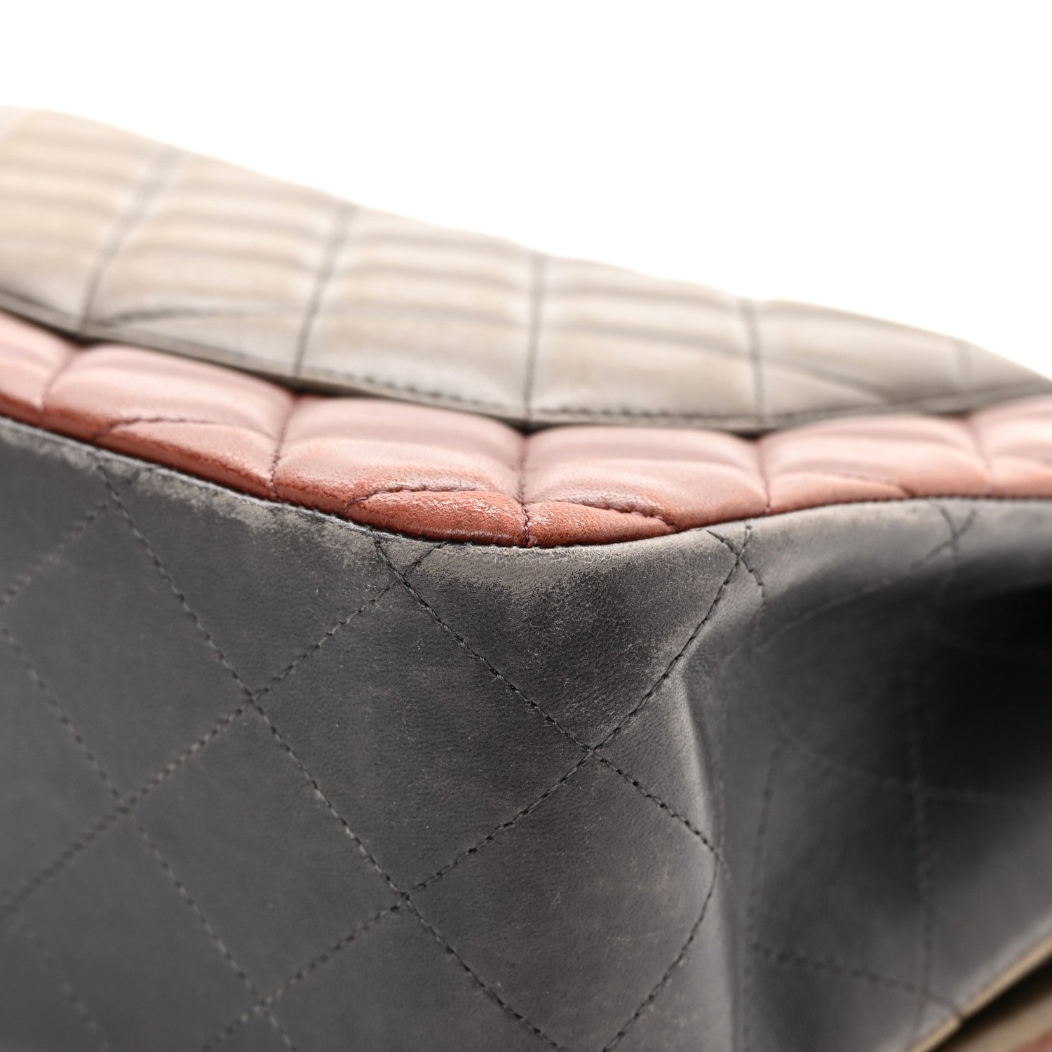 Chanel Lambskin Quilted Jumbo Tri-Color Double Flap Burgundy 11 of 22