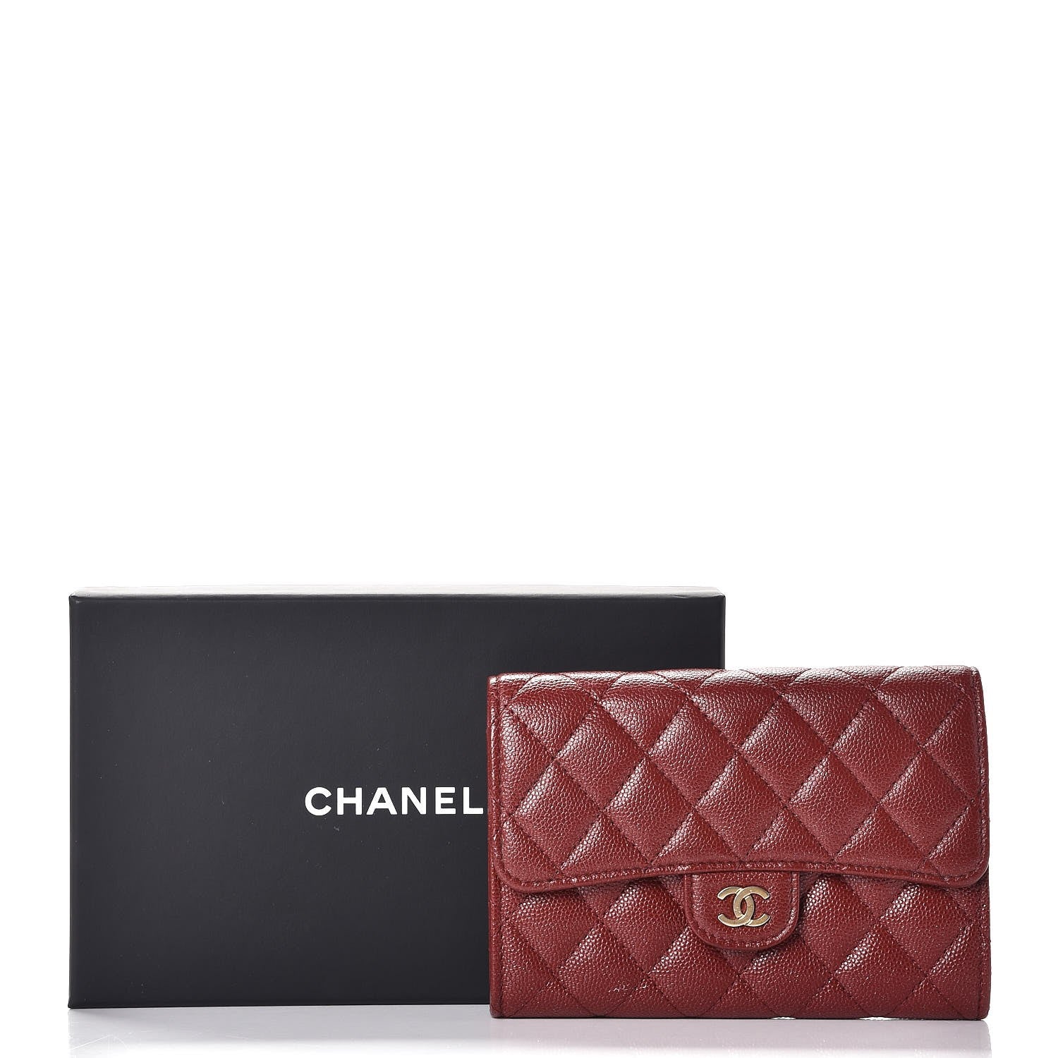 Chanel Iridescent Caviar Quilted Medium Flap Wallet Burgundy 10 of 10