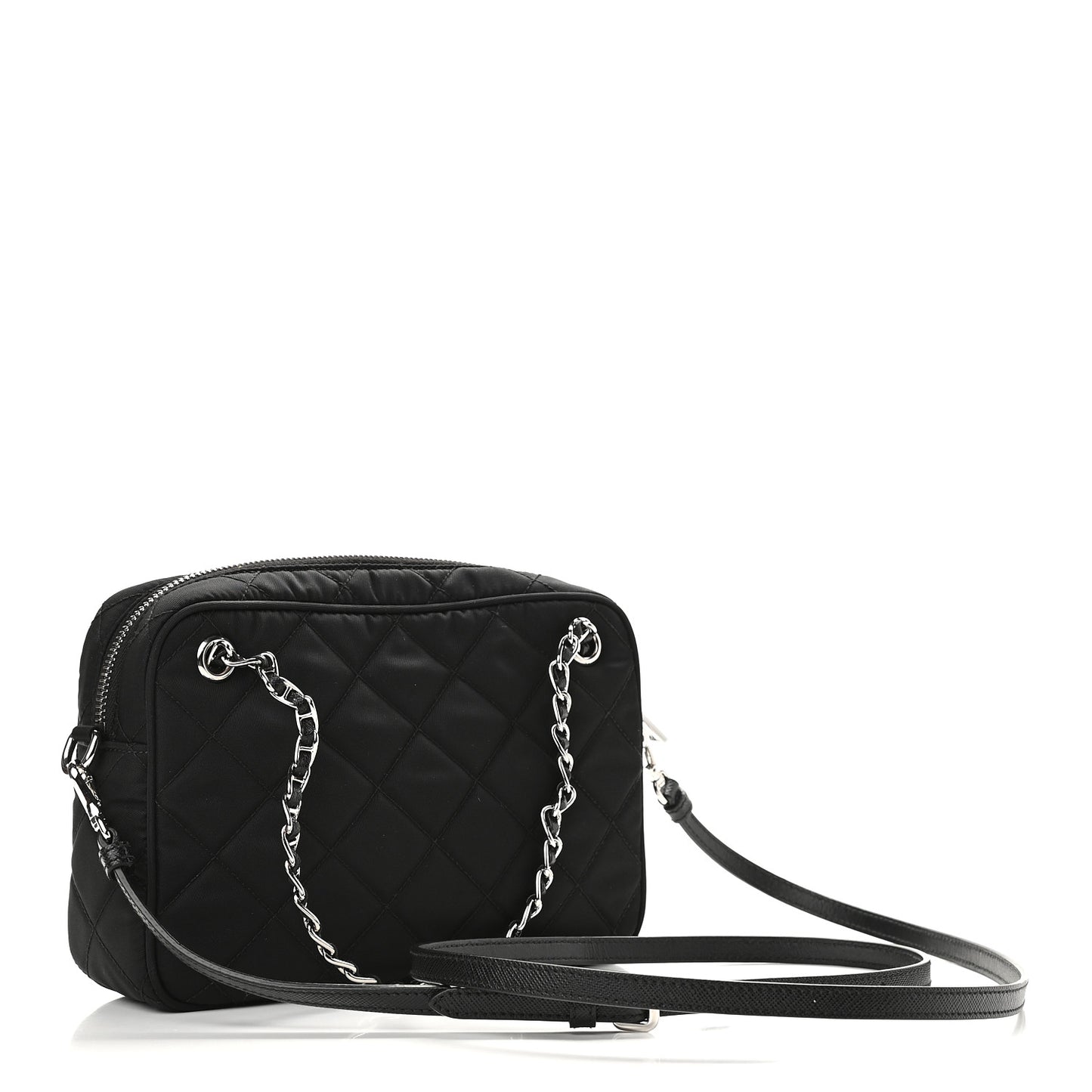 Nylon Tessuto Impuntu Quilted Crossbody Bag Black