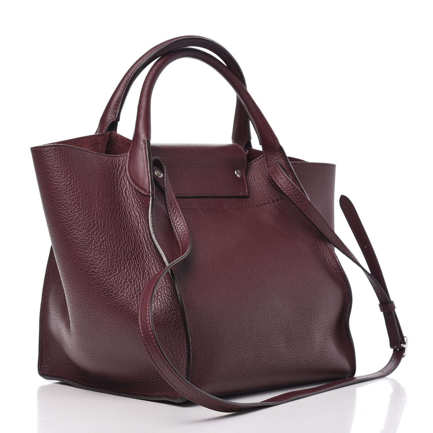 Supple Grained Calfskin Long Strap Small Big Bag Light Burgundy
