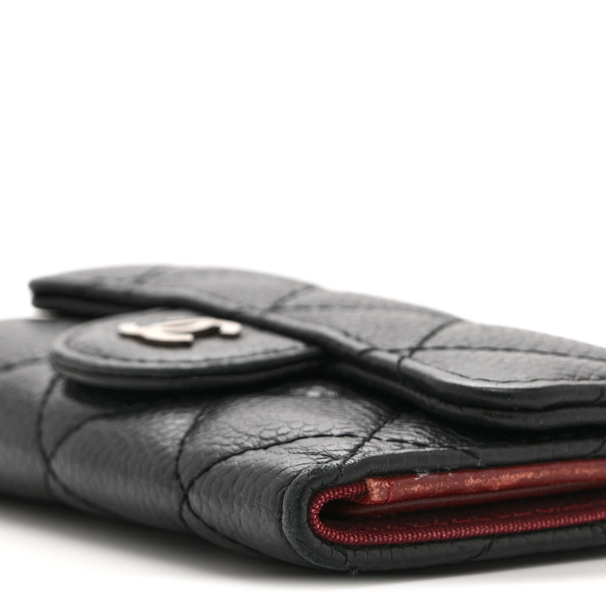 Caviar Quilted 6 Key Holder Black