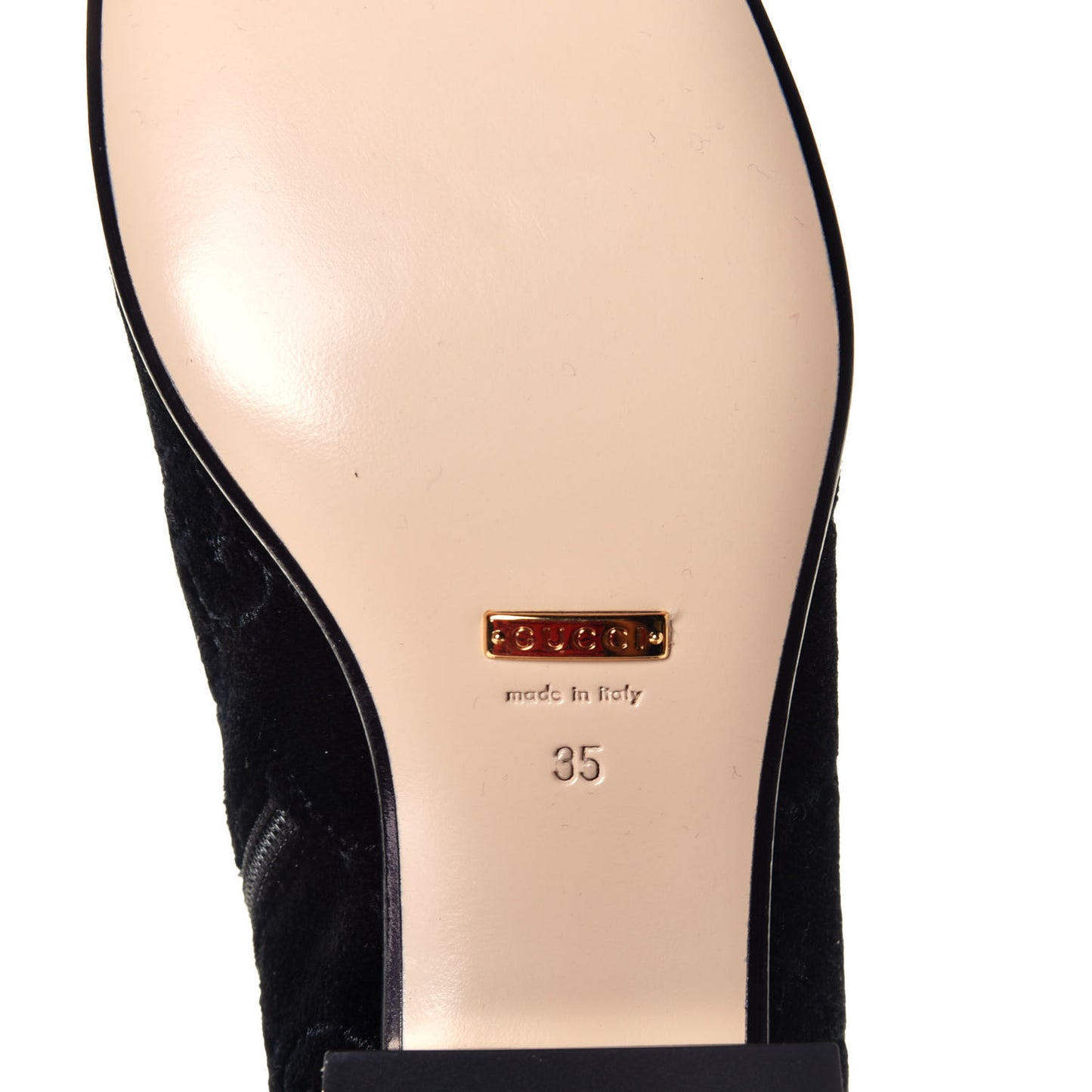 Velvet GG Monogram Crystal Horsebit Knee High Boots 35 Black