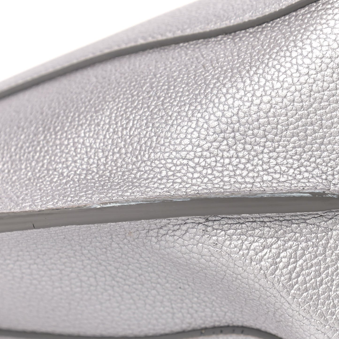 Metallic Grained Calfskin Medium Top Zip Tote Spike Silver