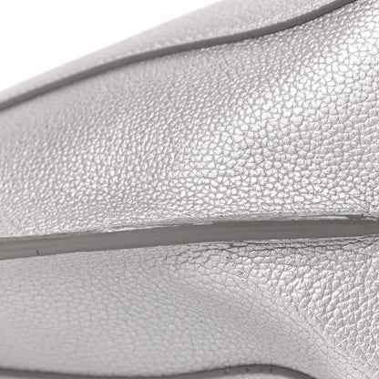 MCM Metallic Grained Calfskin Medium Top Zip Tote Spike Silver 12 of 13