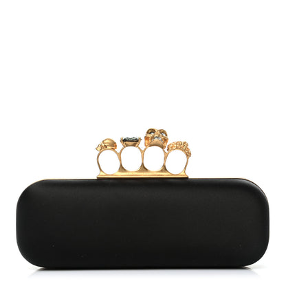 Alexander McQueen Satin Skull Knuckle Duster Box Clutch Black 1 of 8