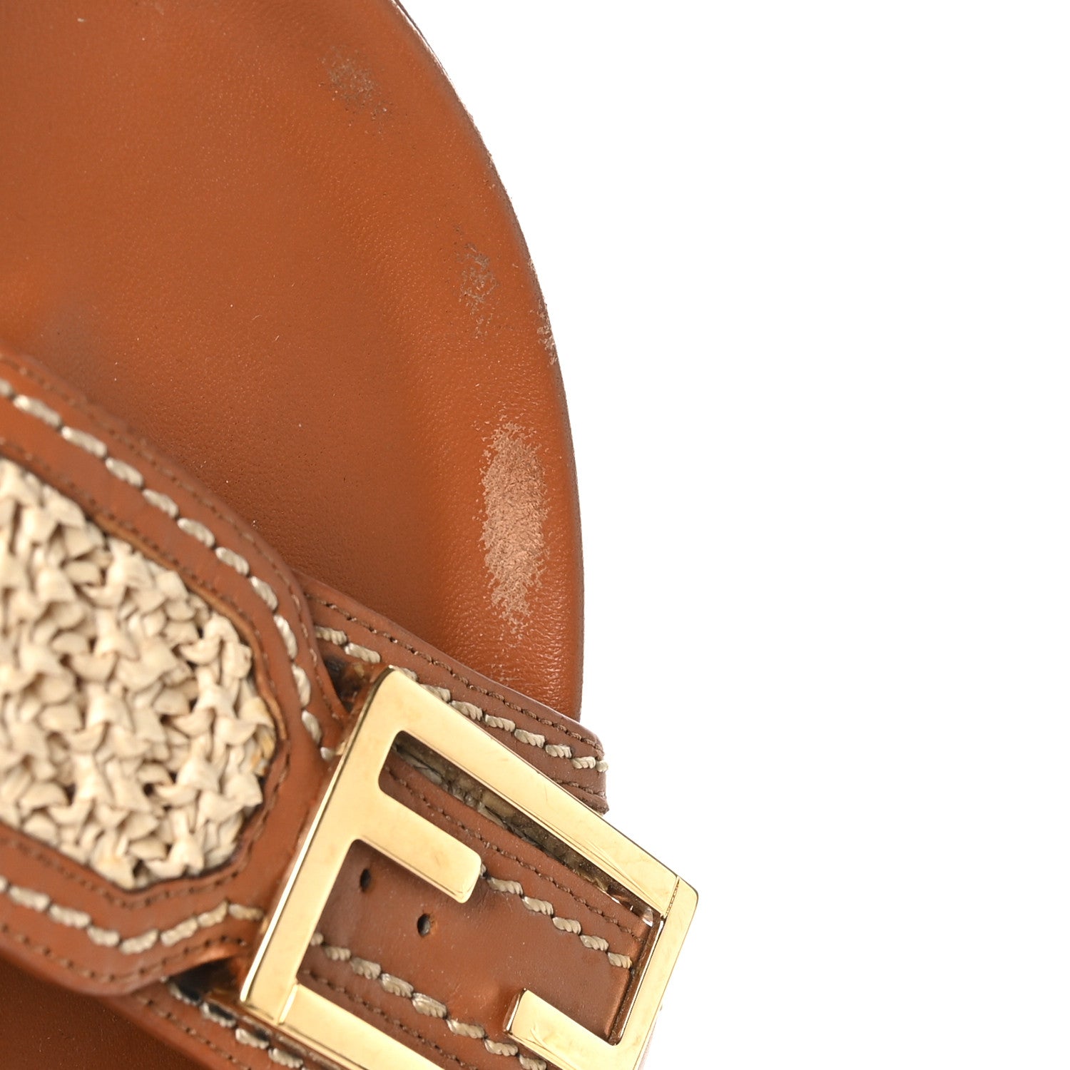 Fendi Raffia Vitello Womens Fendi Feel Buckled Slide Sandals 39