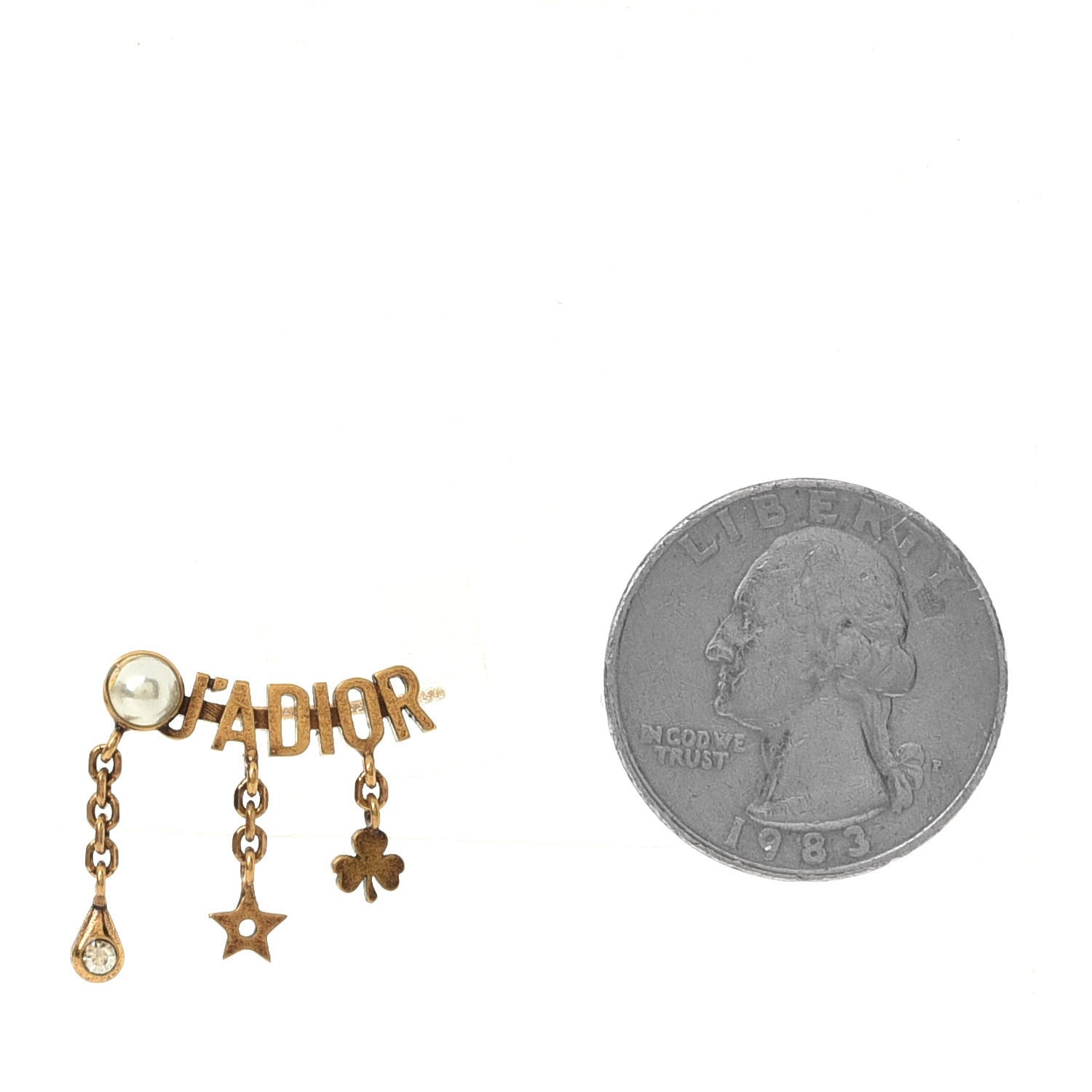 Christian Dior Pearl Crystal J'Adior Earrings Aged Gold 2 of 3