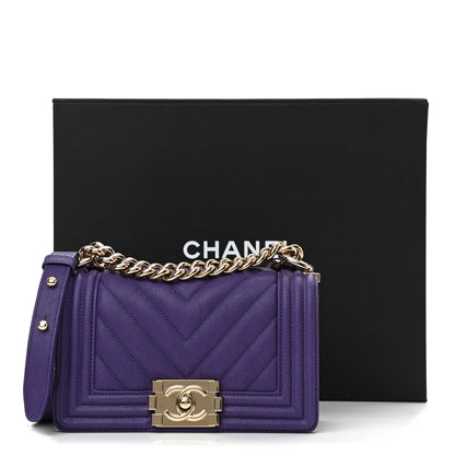 Chanel Caviar Chevron Quilted Small Boy Flap Purple 11 of 11