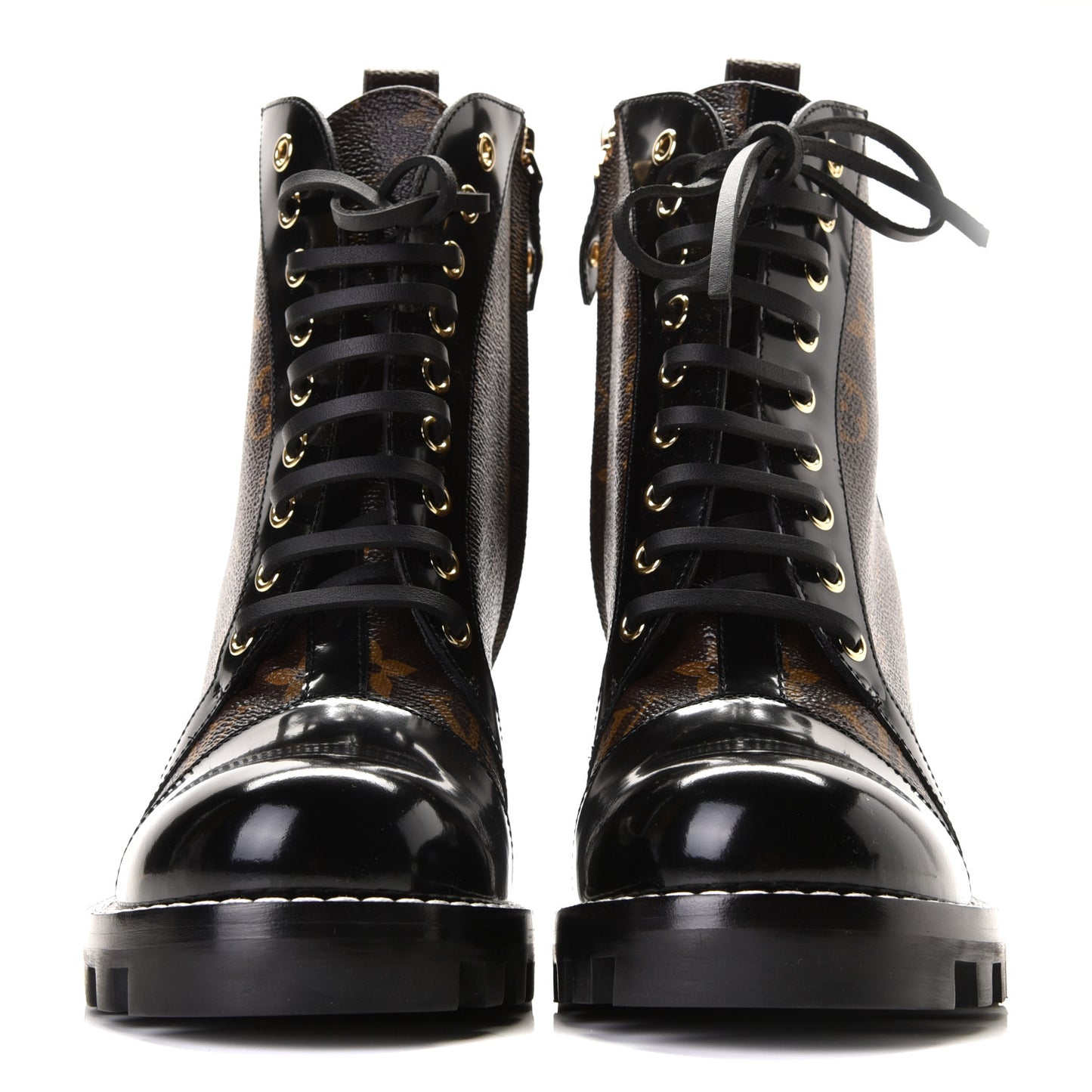 Patent Calfskin Monogram Star Trail Ankle Boots 40 Black